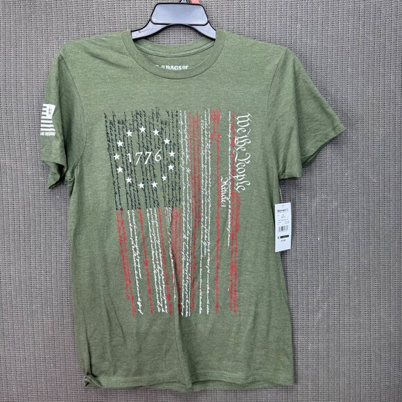 Rags Of Honor Unisex Size M Green 1776 Flag Graphic T-Shirt Supporting Veterans - Picture 1 of 8